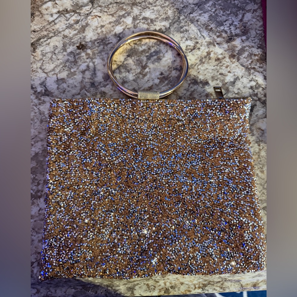 Rose Gold Clutch Bag with Zipper